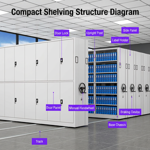 Armadio <span class=keywords><strong>Archivio</strong></span> Intelligente Compatto e Densamente Componibile in Acciaio con Manovella Elettrica per Ufficio - Product Image 2