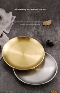 Plateau de rangement pour gâteaux et collations en acier inoxydable 304 de style coréen, doré, non toxique, écologique, durable, peu profond, avec logo personnalisé - Product Image 3
