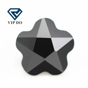 5A grade quality 3*3mm-12*12mm black color flower faceted cut cubic zirconia loose gemstones synthetic flower shape CZ stones