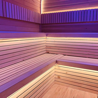 Kaca Sauna panorama luar ruangan bergaya 4-orang, kayu Cedar, finishing kontemporer & Bluetooth, harga murah