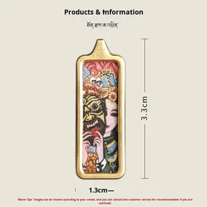 จี้พระเครื่องสไตล์ทิเบต จัลลิลัม ห้าพระเจ้าแห่งความมั่งคั่ง สีเหลือง รูปสุนัข<span class=keywords><strong>จิ้งจอก</strong></span> ป้องกันภัย วาดด้วยมือ ประดับทอง พร้อมกล่องทองคำ - Product Image 4