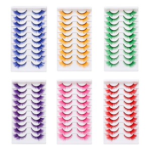 1/5/7/10 Paires de faux <span class=keywords><strong>cils</strong></span> colorés en boîte, naturels, volumisants et recourbants, pour un maquillage facile - Product Image 3