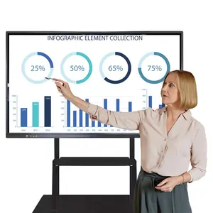 75/85/100 Inch Lcd Vinger Alles In Één Infrarood Vinger Multi Touch Screen Smart 2K Interactieve Whiteboards Voor Vergadering