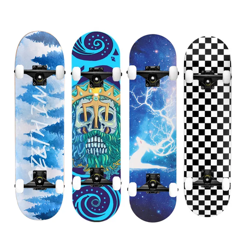 Longboard profissional de madeira com 7 camadas para crianças e meninas, skate Longboard personalizado com rodas piscantes, Aisamstar