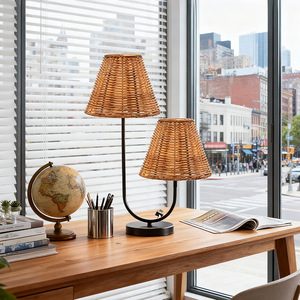 Handmade Rattan Cone Lamp Shade Rustic Style Eco Friendly Lamp Accessory For Desk <b>Bedside</b> <b>Wall</b> <b>Lighting</b> Decor - Product Image 4