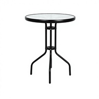 Table en verre trempé moderne et minimaliste pour l'extérieur, résistante à l'eau et au soleil, idéale pour la terrasse, la cour, le petit balcon - Parfaite pour s'asseoir autour du thé