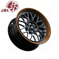Nouvelles jantes de voiture de tourisme en alliage d'aluminium forgé en deux parties, 25 mm, 20 mm, 18-26 pouces, finition noire, à rayons rivetés et à liseré bronze