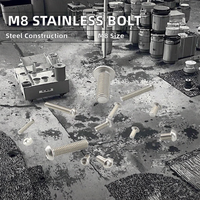Produsen Cina, Sekrup Baut Kepala Tombol M8 Standar ISO, Finishing Polos, Bahan Stainless Steel untuk Perakitan