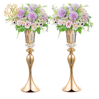 Fournitures de Mariage Support de Vase en Métal Doré Scintillant pour Chemin de Table de Mariage Européen, Pièces Décoratives pour Centres de Table