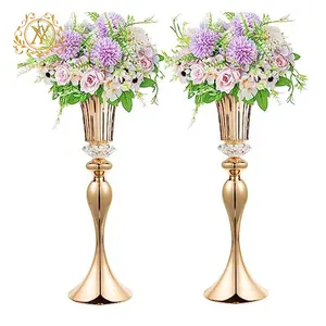 Fournitures de Mariage Support de <span class=keywords><strong>Vase</strong></span> en Métal Doré Scintillant <span class=keywords><strong>pour</strong></span> Chemin de Table de Mariage Européen, Pièces Décoratives <span class=keywords><strong>pour</strong></span> Centres de Table - Product Image 4
