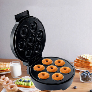 Máquina para hacer donuts de acero inoxidable, redonda, multifuncional, para panadería casera, con enchufe estadounidense, 4+ ranuras - Product Image 2