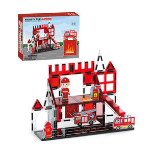Série de protection incendie 32 pièces Briques de construction éducatives DIY Tuiles magnétiques 2D/3D Jouet Blocs d'assemblage pour enfants - Product Image 1