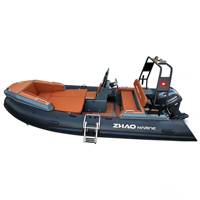 Yacht semi-rigide de luxe LUX460 en aluminium de 4,6 m avec plancher en EVA et tour de wakeboard pour la navigation côtière, petit bateau familial