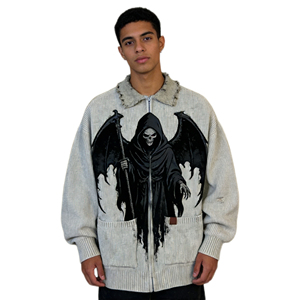Chaqueta Retro Streetwear Oversize con Pedrería para Otoño 2026 - Abrigo Casual Unisex con Cremallera y Cuello Vuelto <span class=keywords><strong>de</strong></span> Forro Polar para Compra al por Mayor - Product Image 3
