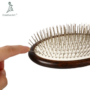 Peine de aguja de acero para limpieza de metales, peine de masaje de bambú natural, <span class=keywords><strong>cepillo</strong></span> de pelo de madera para mujeres, uso doméstico, cepillos de paleta de madera - Product Image 5