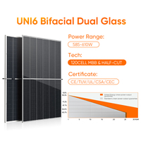 Module photovoltaïque monocristallin bifacial double vitrage entièrement noir 585W 590W 610W 120 cellules Panneaux solaires 21,56% d'efficacité DC1500V