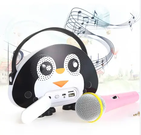 Máquina de karaoke de dibujos animados para niños, juguetes con altavoz, micrófono de corazón para niña, equipo de música todo en uno para cría de niños