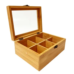 集装箱收纳器批发定制好价格木箱包装大尺寸茶具竹木箱带6个隔间