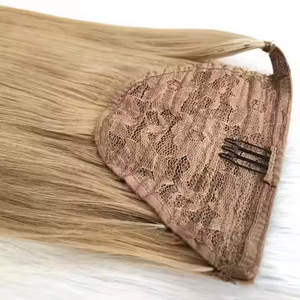 Coda di Cavallo con Capelli Russi di Alta Qualità, Capelli Vergini Colore Castano Chiaro # 27 Extension di Capelli Umani Vergini Brasiliani Lisci come la Seta - Product Image 3