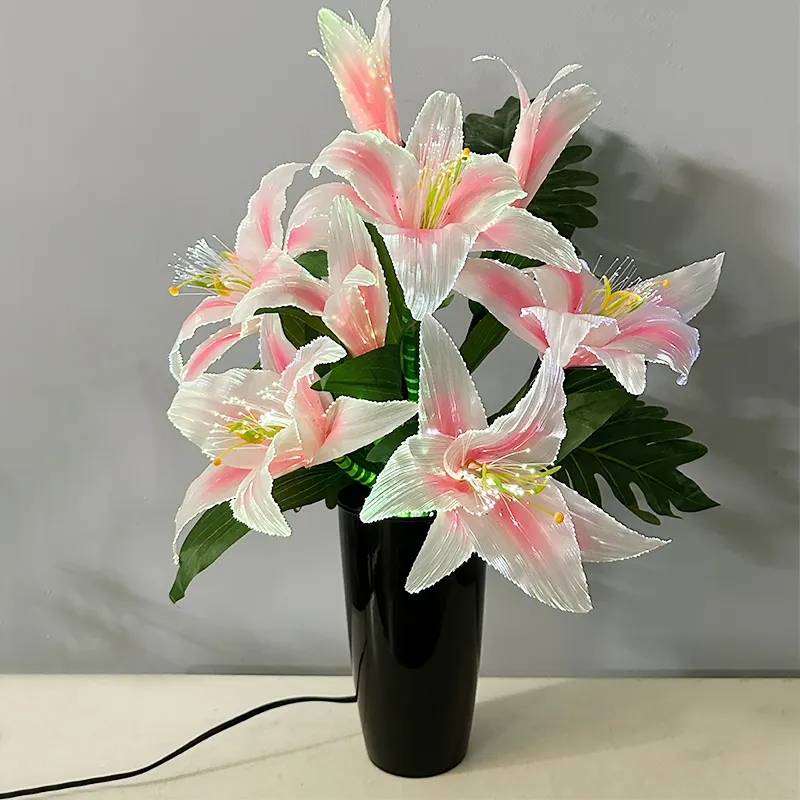 Lámpara Led dinámica para decoración de boda de lirio de hadas, novedad artística, flor de fibra óptica, luces decorativas, lámpara de flores