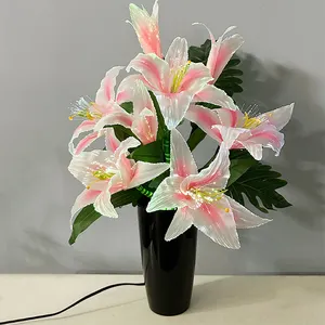 Dinamik peri zambak düğün dekorasyon Led lamba yenilik sanatsal optik Fiber çiçek dekoratif çiçek ışıklar çiçek lamba