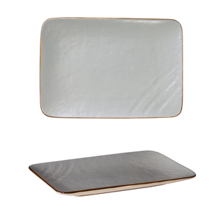 COLLEZIONE MEDITERRANEAN - Piatto Rettangolare in Gres Effetto Fango 27x19cm - Product Image 1