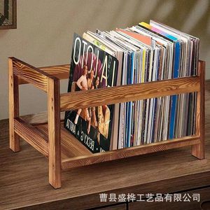 Wooden Vinyl <b>Record</b> And Cd Storage <b>Rack</b> For Office Study Display Multipurpose Portable With One Layer Design - Product Image 2