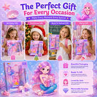 Ensemble de papeterie sirène de dessin animé, fournitures scolaires pour enfants, coffret cadeau, kit d'écriture complet, OEM ODM, vente en gros