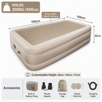 Matelas Gonflable Individuel avec Pompe à Batterie Intégrée, Tissu Drop-stitch, Épaisseur 40 cm, Portable pour la Maison et le Camping, Vente en Gros