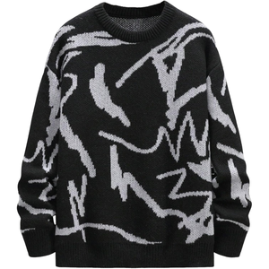 Suéter de Punto Casual con Cuello Redondo y Manga Larga Extra Grande para Hombre, Diseño Gráfico Y2K, 100% Poliéster, Antibolitas, para Invierno - Product Image 1