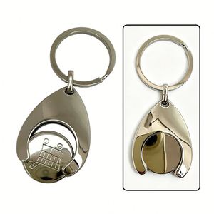 Luxury Supermarket Shopping Cart Chip Custom Logo Design Metal Keyring Trolley Token Coin Keychain Key Chain - Product Image 1