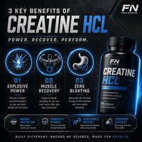 Capsules de créatine HCL directement de l'usine, complément nutritionnel sportif, entraînement, force, récupération musculaire, adulte, OEM, vente en gros, 90 capsules