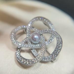 Suéter de Lino Genuino con Incrustaciones de la Serie Plata, Chapado en Oro de 18K, Líneas Simples, Alas, Perla de Agua de Mar, Estilo Floral, Elegante - Product Image 2