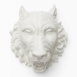 Sculpture murale personnalisée en résine blanche en forme de tête de loup pour la décoration de la maison et de l'intérieur - Product Image 1