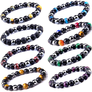 Bracelet de Protection des yeux du tigre 30mm, pour hommes, femmes, réglable, soulagement de la fatigue, l'anxiété, porte bonheur, obsidienne, hématite, élastique, 6/8/10 - Product Image 2