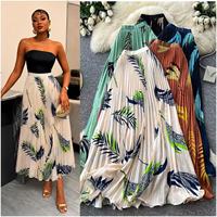 Jupe longue plissée taille haute à imprimé floral pour femme, coupe trapèze, élégante et décontractée pour l'été, les vacances ou le bureau, vente en gros