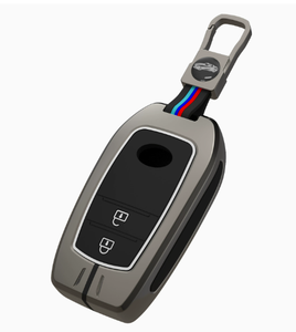 Étui de clé de voiture en alliage de zinc et silicone, modèle PU, protection complète, télécommande intelligente, accessoires de protection en métal - Product Image 3