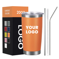 Mug de voyage isotherme en acier inoxydable à double paroi avec logo personnalisé, 20 oz, sans BPA, couvercle anti-fuite, gravure laser