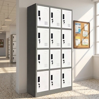Armarios Metálicos con Cerradura, Armario Grande de Metal para Vestuario, Armario Metálico para Gimnasio, Escuela, Centro Comercial, Armario de 12 Puertas