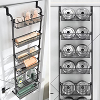 Fabriek Leveren Multifunctionele Keuken Mand Rack Heavy-Duty Metaal Over De Deur Opknoping Pantry Organizer Rack