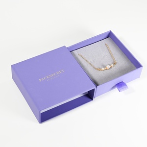 Custom Logo Sliding Drawer Jewelry Packaging <b>Box</b> Purple Cardboard Necklace <b>Gift</b> <b>Box</b> Premium Slide Out Jewelry <b>Box</b> - Product Image 2