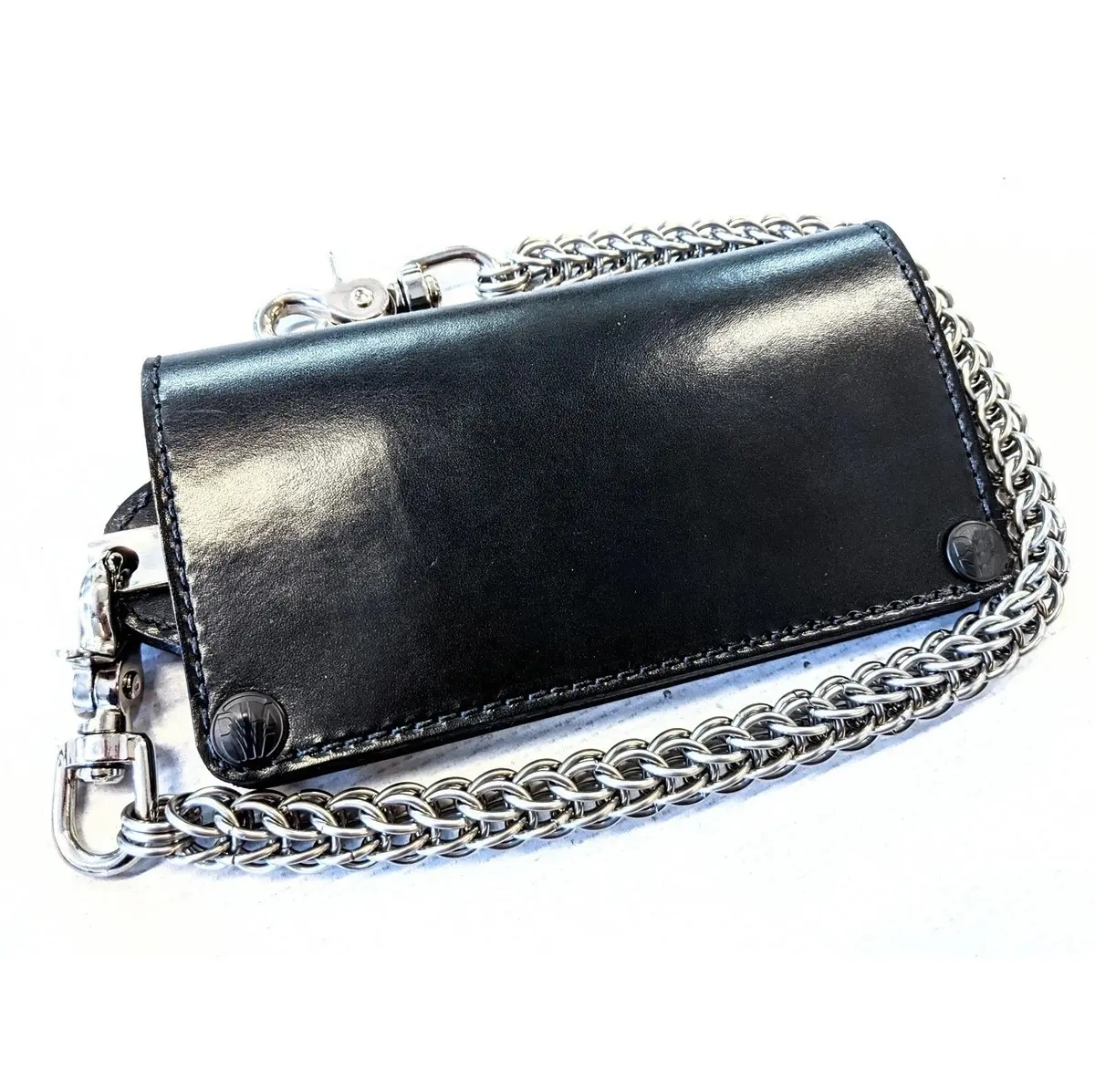 Long Biker Wallet Cowhide Leather Shiny Finish Biker Chain Wallet Premium Quality