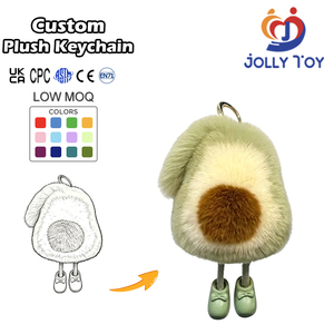 Wholesale Customizable Cartoon Lovely Soft Avocado Pom Pom Plush Keychains Women Bag Car Pendant Custom Plush Keychain - Product Image 1