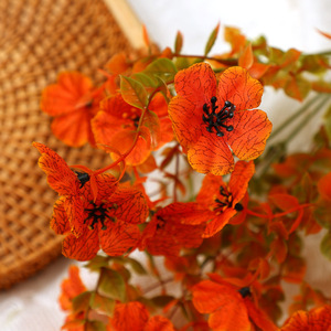 Bouquet de fleurs artificielles orange, jaune, rouge, en plastique, haute simulation, pour décoration d'automne, usage domestique, 30cm, 100cm - Product Image 5