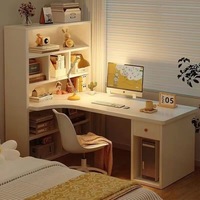 Bureau d'angle avec bibliothèque intégrée, combinaison bureau d'écriture et étagère, table d'ordinateur en L pour étudiants et usage domestique, style simple et moderne pour le bureau