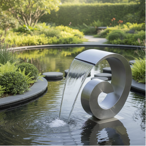 Fontaine <span class=keywords><strong>cascade</strong></span> en acier inoxydable Art Déco pour extérieur, parc, jardin, ornement aquatique, couleur et design personnalisés - Product Image 3