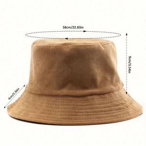 Chapeau Bob Unisexe en Velours Côtelé Réversible, Couleur Unie, Chaud, Anti-UV, pour l'Extérieur, Style Coréen - Product Image 3