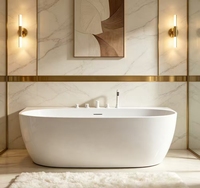 Baignoire ovale autoportante en acrylique blanc MC8010-8011 avec fonction de trempage profond écologique pour salles de bain de villas et d'hôtels
