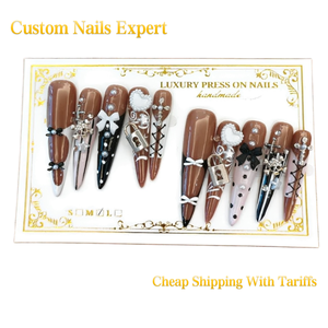 <span class=keywords><strong>Uñas</strong></span> de gel 3D de alta calidad, <span class=keywords><strong>uñas</strong></span> postizas a presión, <span class=keywords><strong>uñas</strong></span> acrílicas hechas a mano para mujer, <span class=keywords><strong>uñas</strong></span> reutilizables de lujo, 10 piezas de <span class=keywords><strong>uñas</strong></span> postizas a presión - Product Image 1