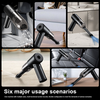 Souffleur d'air sans fil portable 2 en 1 avec aspiration de 5000 Pa, alimenté par batterie, 3 vitesses réglables, aspirateur d'intérieur de voiture en ABS
